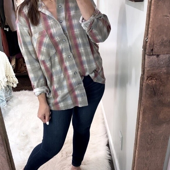 Express vintage plaid button down shirt size large - Picture 3 of 6